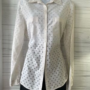 Maurice’s White Polka Dot, Long Sleeve, Button Down Shirt.